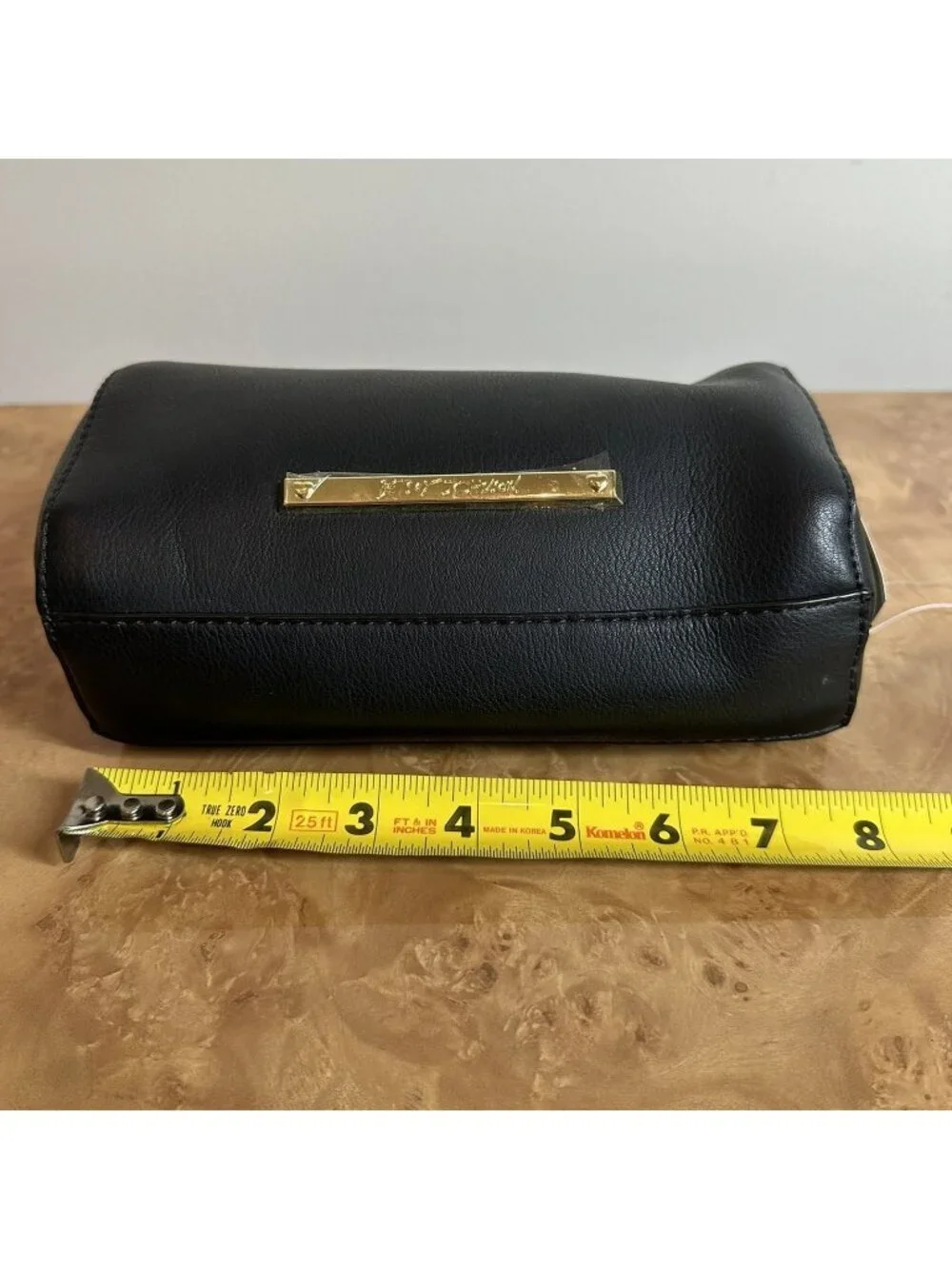 NWT Betsey Johnson Black Cat Faux Leather Cosmetic Travel Bag Pink Bow